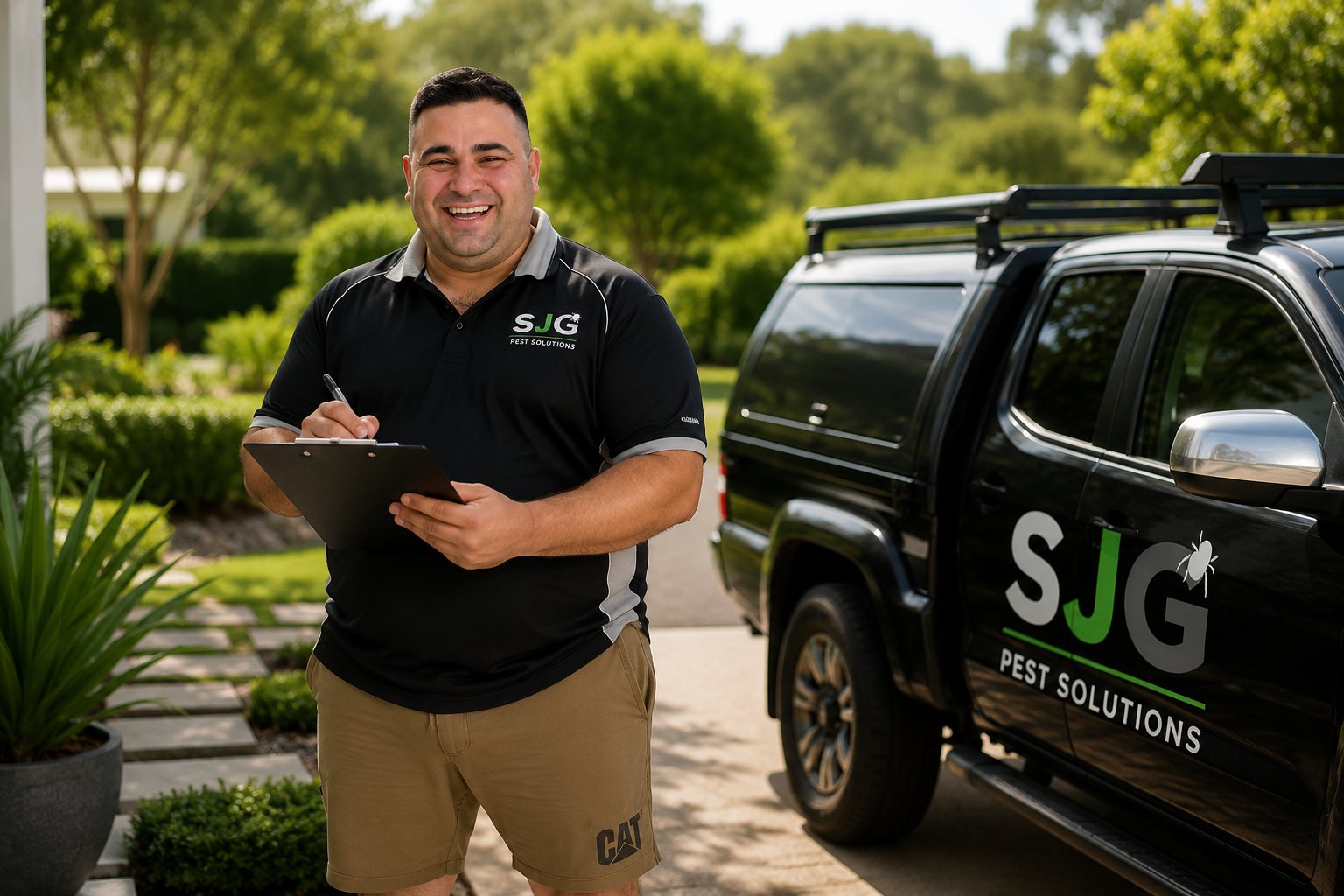 SJG Pest Solutions technician preparing a quote